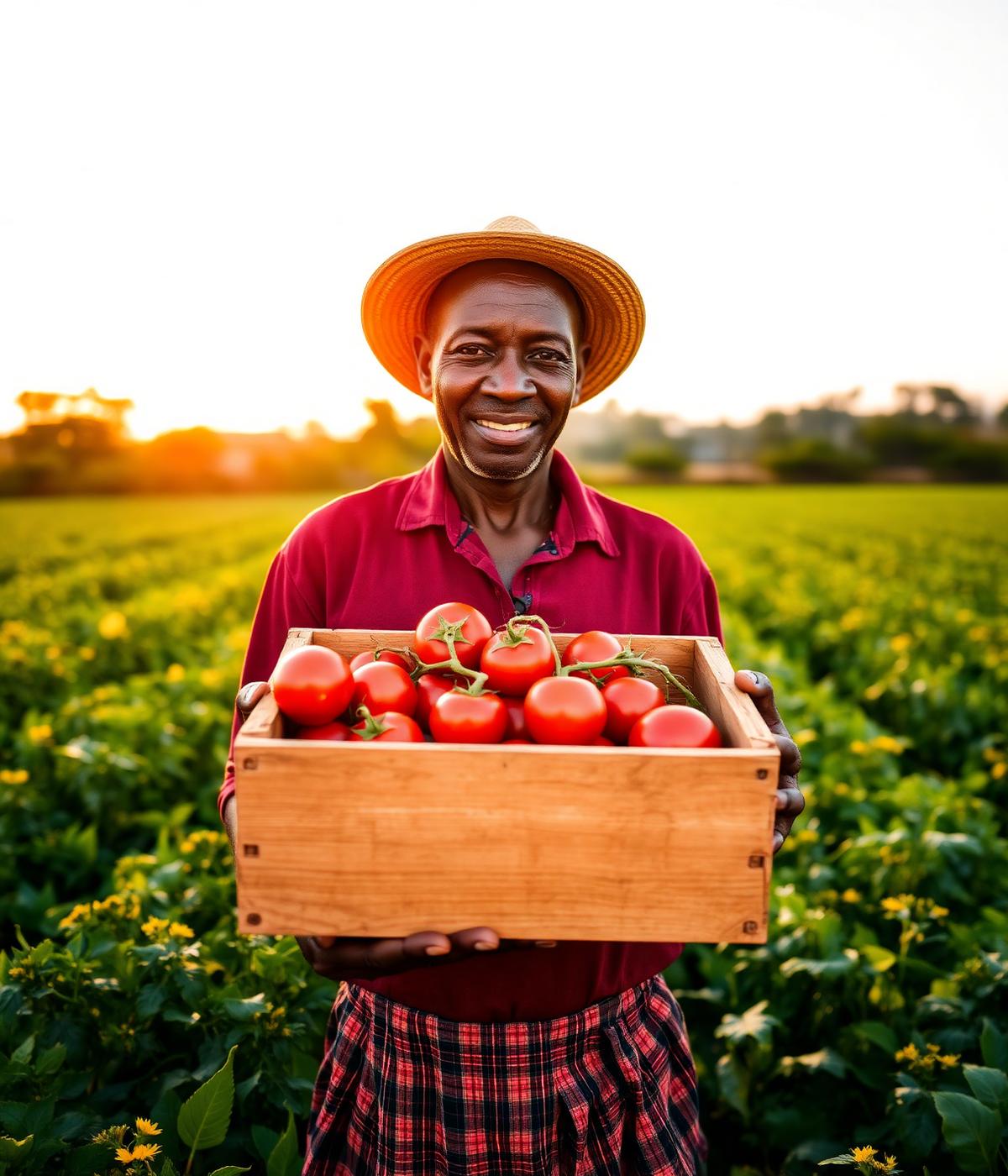 A ZSK Farms grower holding a crate of tomatoes
